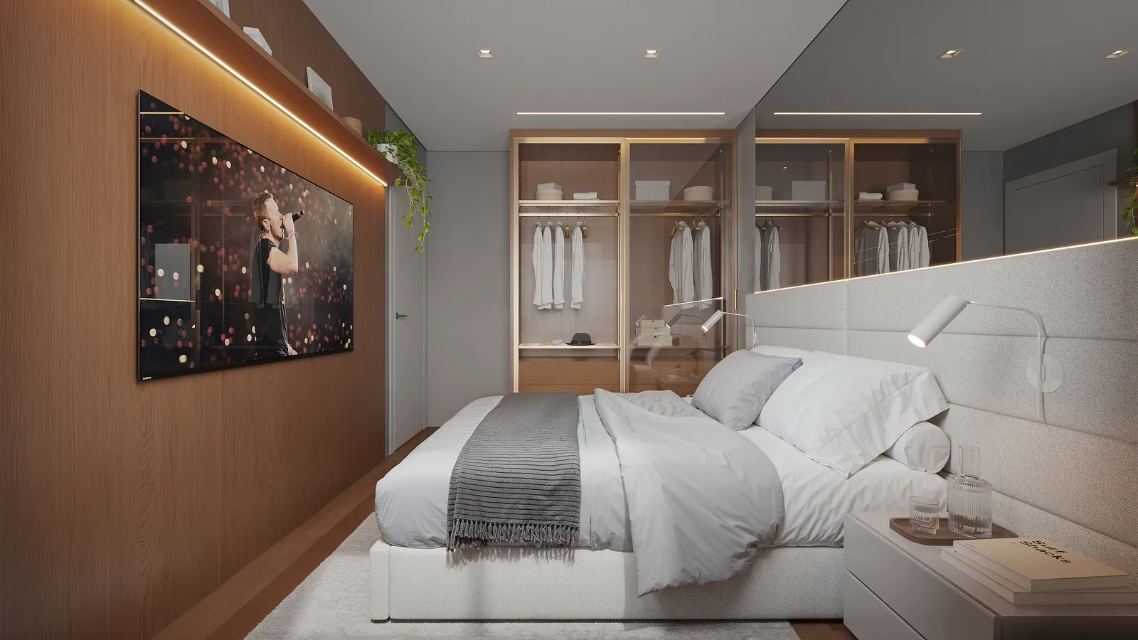 Dormitório de casal em apartamento do São Luiz